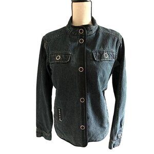 Jansport Jean Jacket VINTAGE Walkman Dark Denim Long Sleeve Snap Close Large